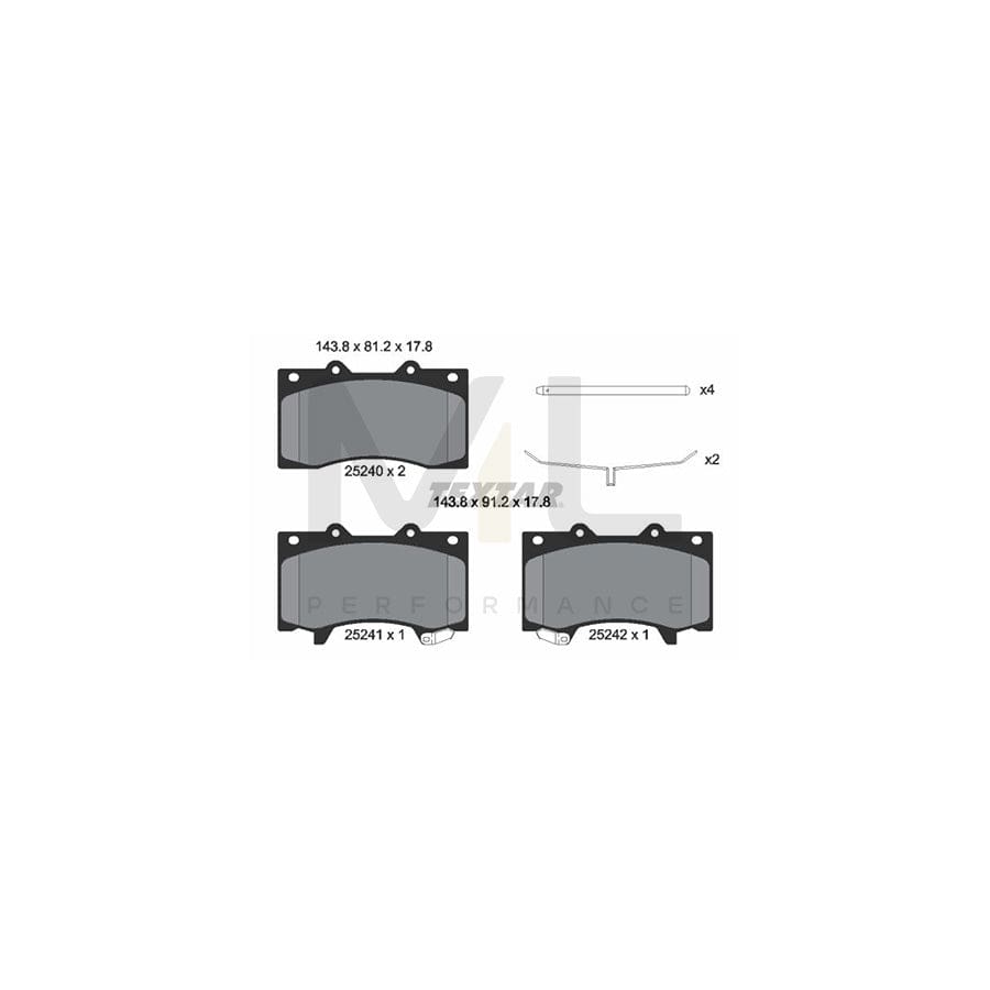 TEXTAR 2524001 Brake pad set for NISSAN Patrol VI (Y62) with acoustic wear warning | ML Performance Car Parts