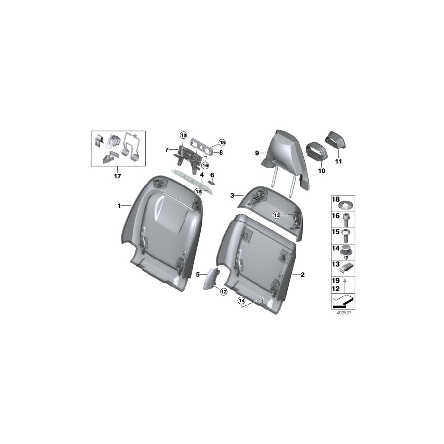 Genuine BMW 52108062305 M M Rear Section, Comfort Seat, Upper ARAGONBRAUN (Inc. X5 M & X6 M) | ML Performance US Car Parts