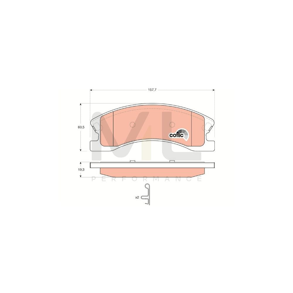 TRW Cotec Gdb4133 Brake Pad Set For Jeep Grand Cherokee Ii (Wj, Wg) With Acoustic Wear Warning, With Accessories | ML Performance Car Parts