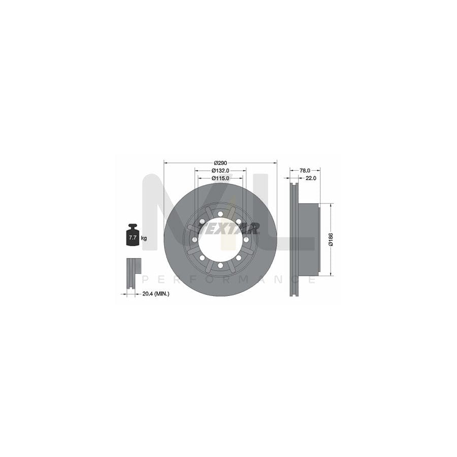 TEXTAR 93117600 Brake Disc Internally Vented, without wheel hub, without wheel studs | ML Performance Car Parts