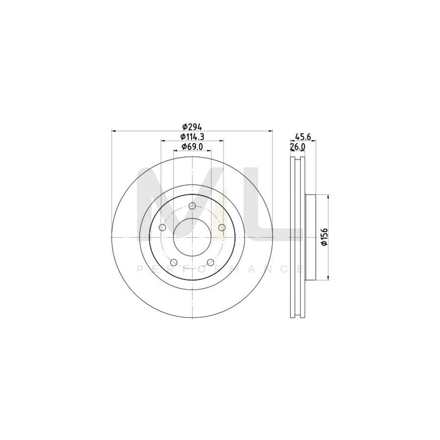 HELLA PRO 8DD 355 115-911 Brake Disc Internally Vented, Coated, without wheel hub, without wheel studs