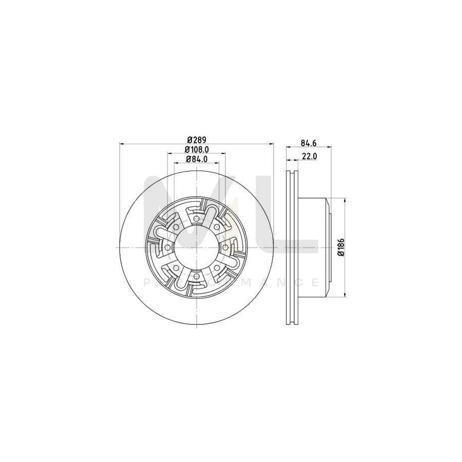 HELLA 8DD 355 105-791 Brake Disc for IVECO Daily Solid, without wheel hub, without wheel studs