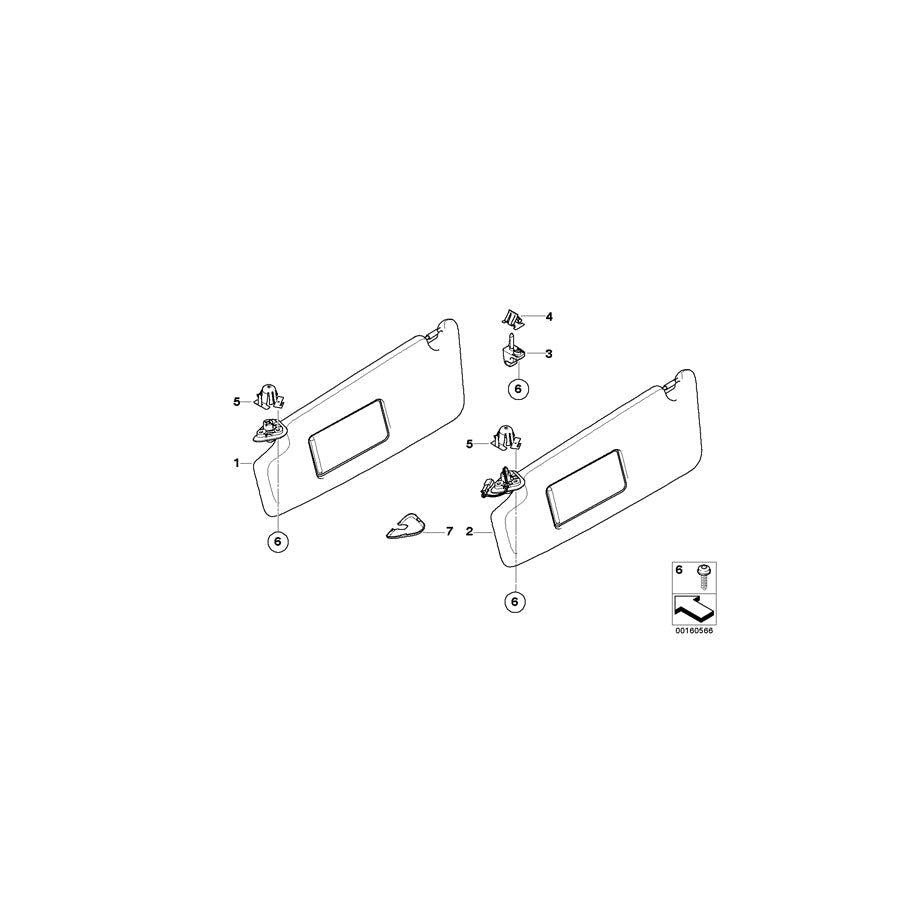 Genuine BMW 51163412916 E83 Sun Visor/Mirror Illuminated Right ANTHRAZIT (Inc. X3 2.5i & X3 3.0i) | ML Performance US Car Parts