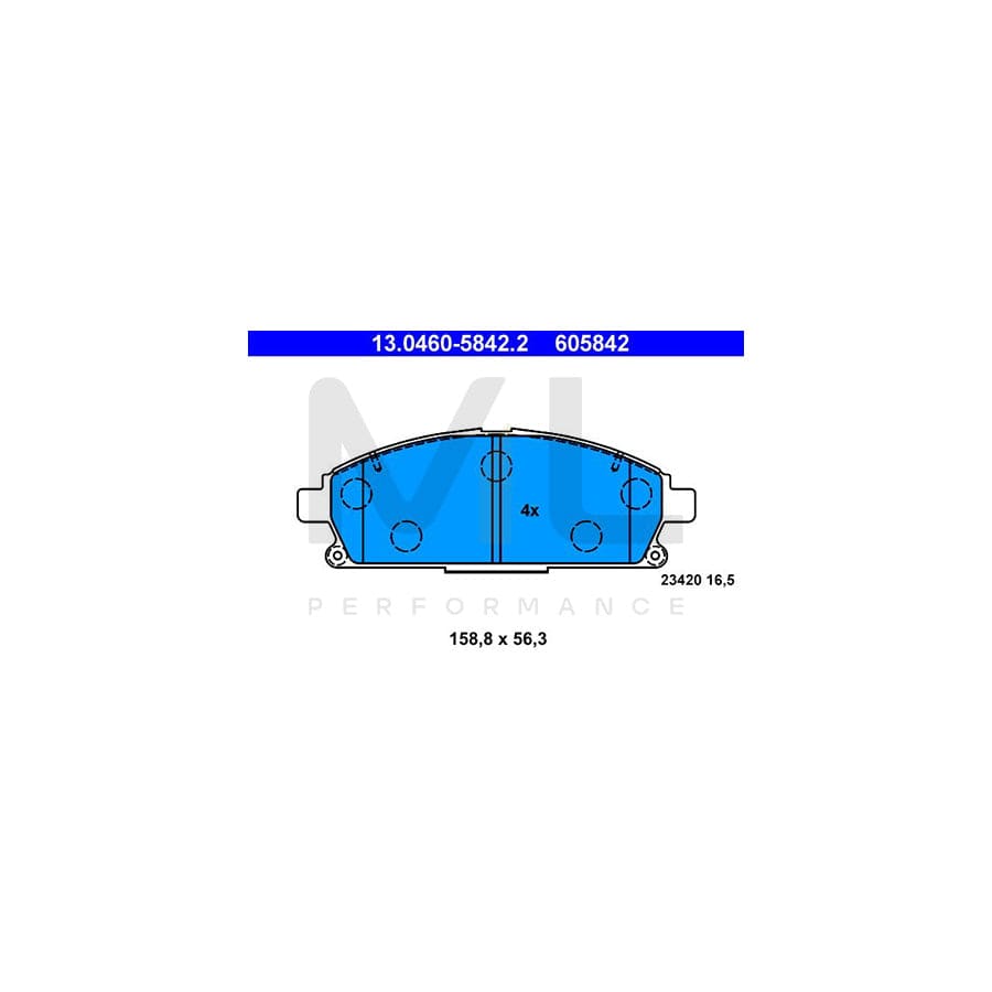 ATE 13.0460-5842.2 Brake pad set excl. wear warning contact, not prepared for wear indicator