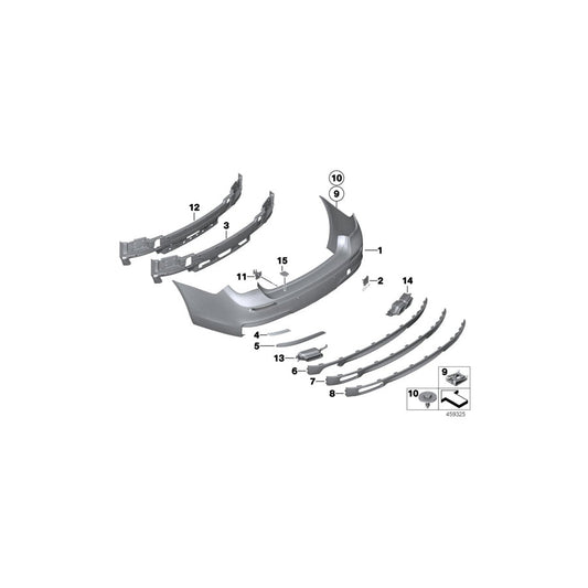 Genuine BMW 51127898876 Bumper Trim Panel, Primed, Rear M - PDC (Inc. 730i, 740d & 750LdX) | ML Performance US Car Parts
