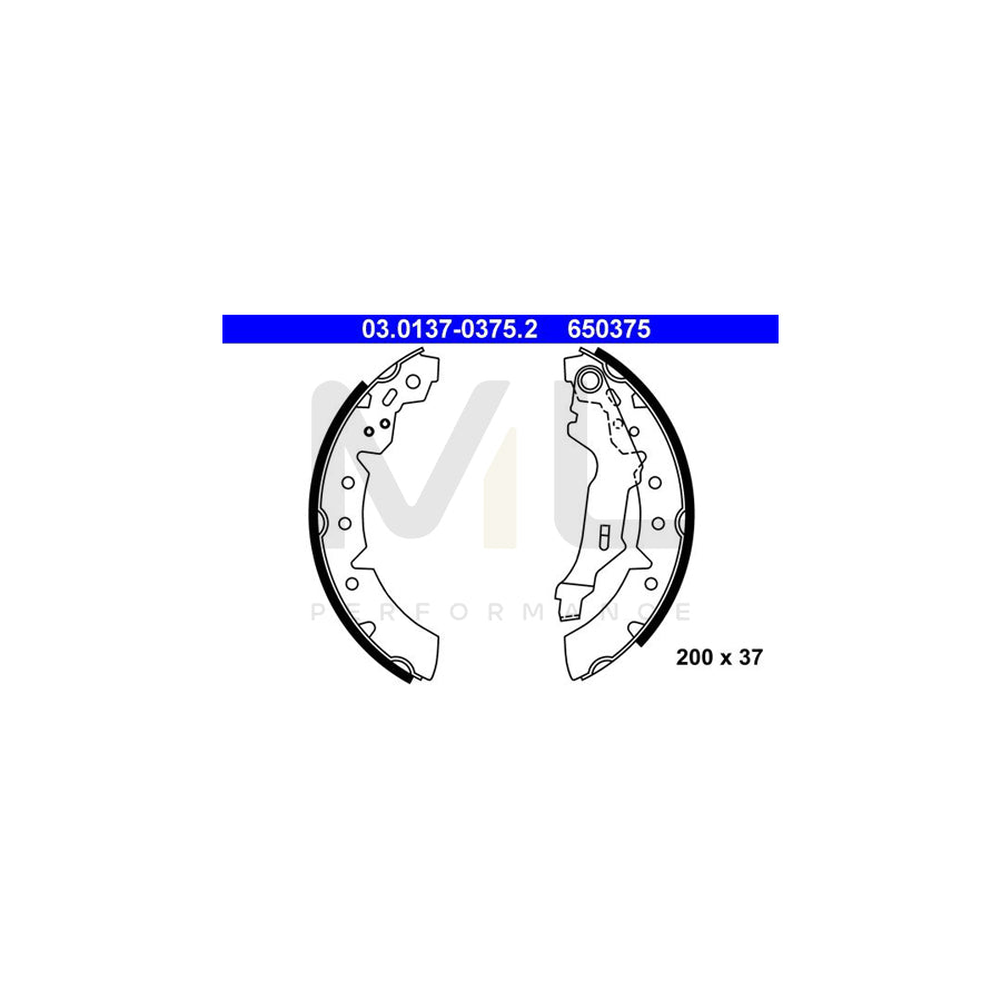 ATE 03.0137-0375.2 Brake Shoe Set with lever