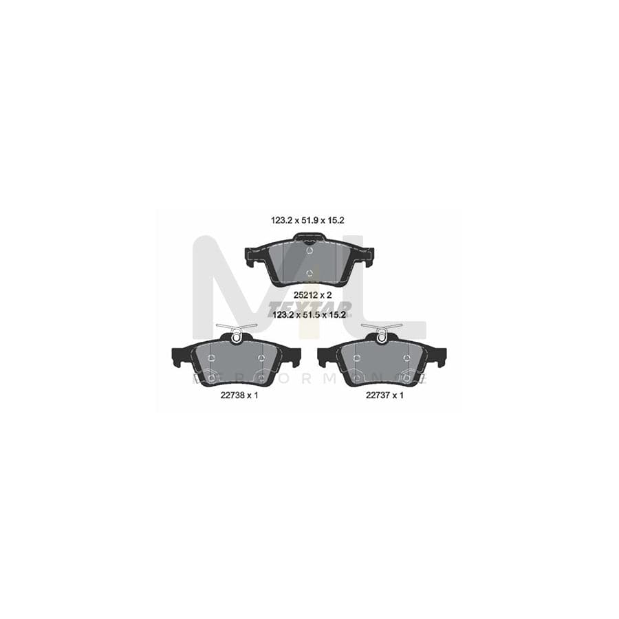 TEXTAR 2521204 Brake pad set for FORD FOCUS with acoustic wear warning | ML Performance Car Parts
