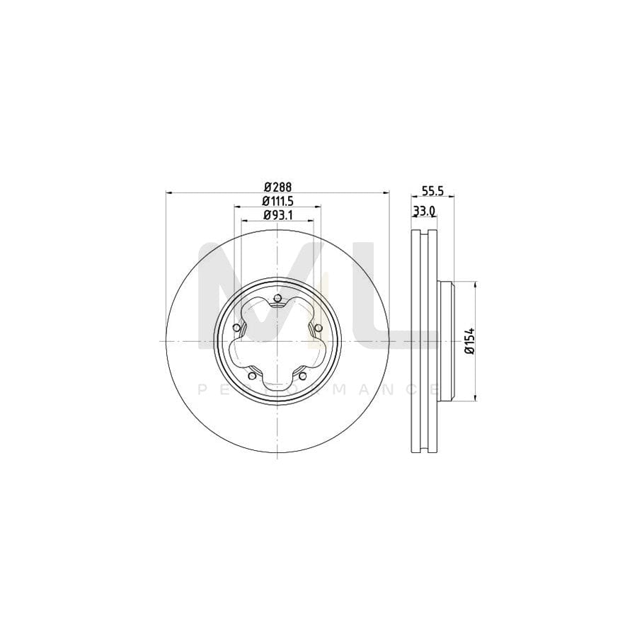 HELLA 8DD 355 120-111 Brake Disc Internally Vented, without wheel hub, without wheel studs