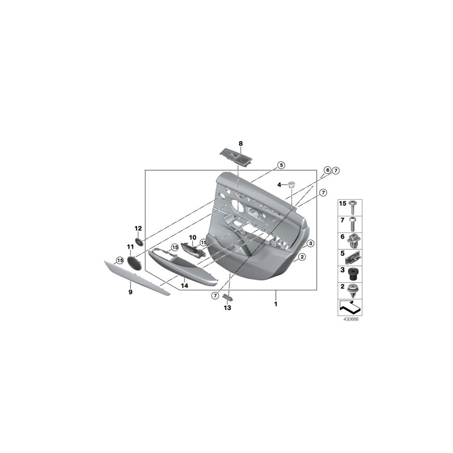 Genuine BMW 51427405042 F45 F45 Door Trim Panel, Rear, Right SCHWARZ (Inc. 225iX, 225i & 214d) | ML Performance US