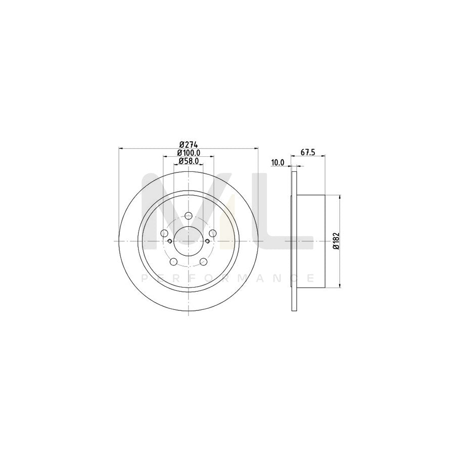 HELLA 8DD 355 114-641 Brake Disc Solid, without wheel hub, without wheel studs