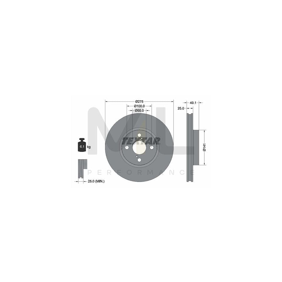 TEXTAR 92126000 Brake Disc for TOYOTA COROLLA Externally Vented, without wheel hub, without wheel studs | ML Performance Car Parts