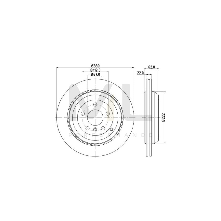 HELLA PRO 8DD 355 113-231 Brake Disc Externally Vented, Coated, without wheel hub, without wheel studs