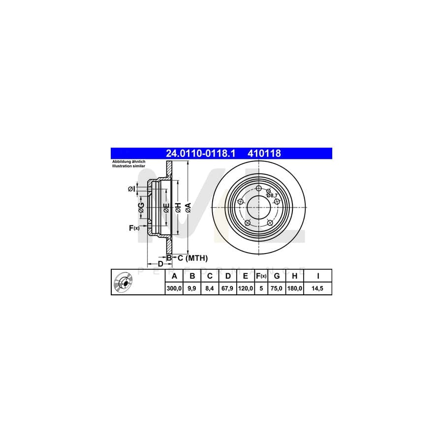 ATE 24.0110-0118.1 Brake Disc for BMW 7 (E32) Solid, High-carbon  - 1 piece