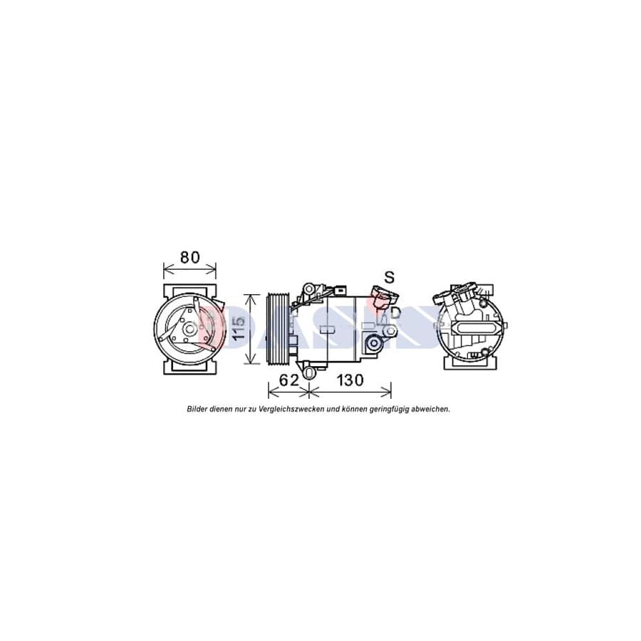 AKS Dasis 852733N Compressor, Air Conditioning for Nissan Qashqai / Qashqai 2 I (J10, Nj10)