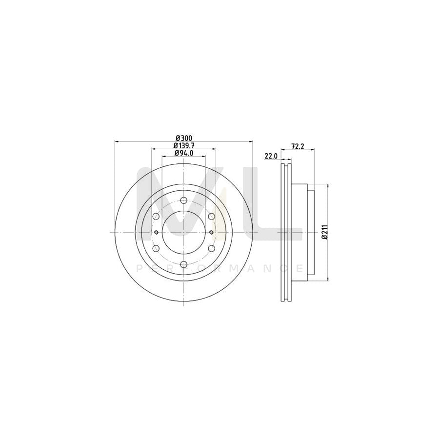 HELLA PRO 8DD 355 118-651 Brake Disc Internally Vented, Coated, without wheel hub, without wheel studs