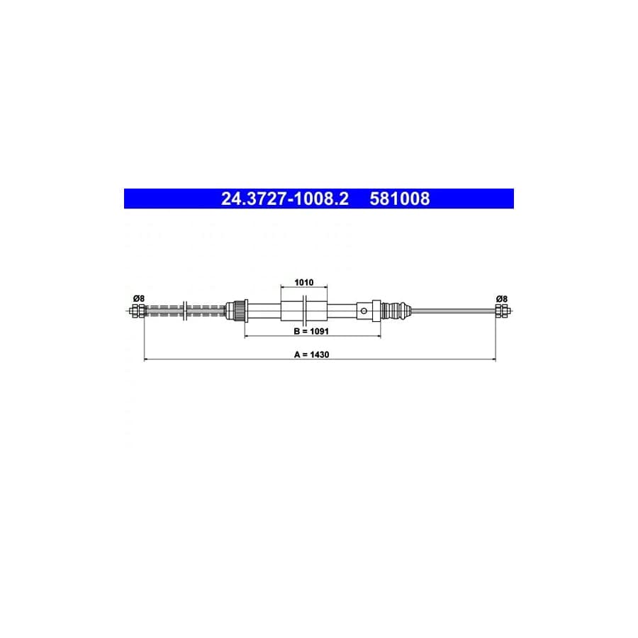 ATE 24.3727-1008.2 Hand Brake Cable for Renault Clio