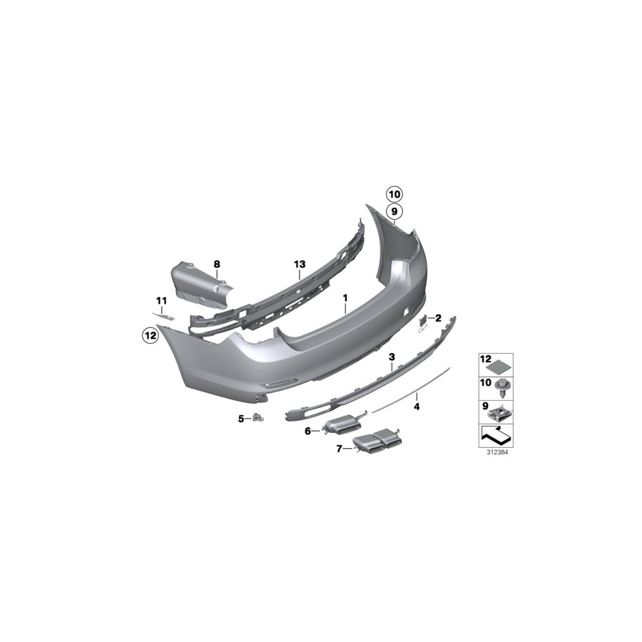 Genuine BMW 51127195513 Covering Rear CHROM (Inc. 760LiS, 760Li & 760i) | ML Performance US Car Parts