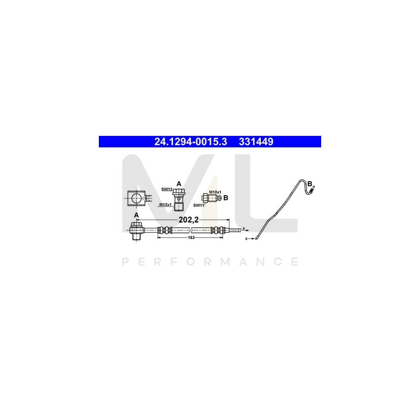 ATE 24.1294-0015.3 Brake Hose 202,2mm