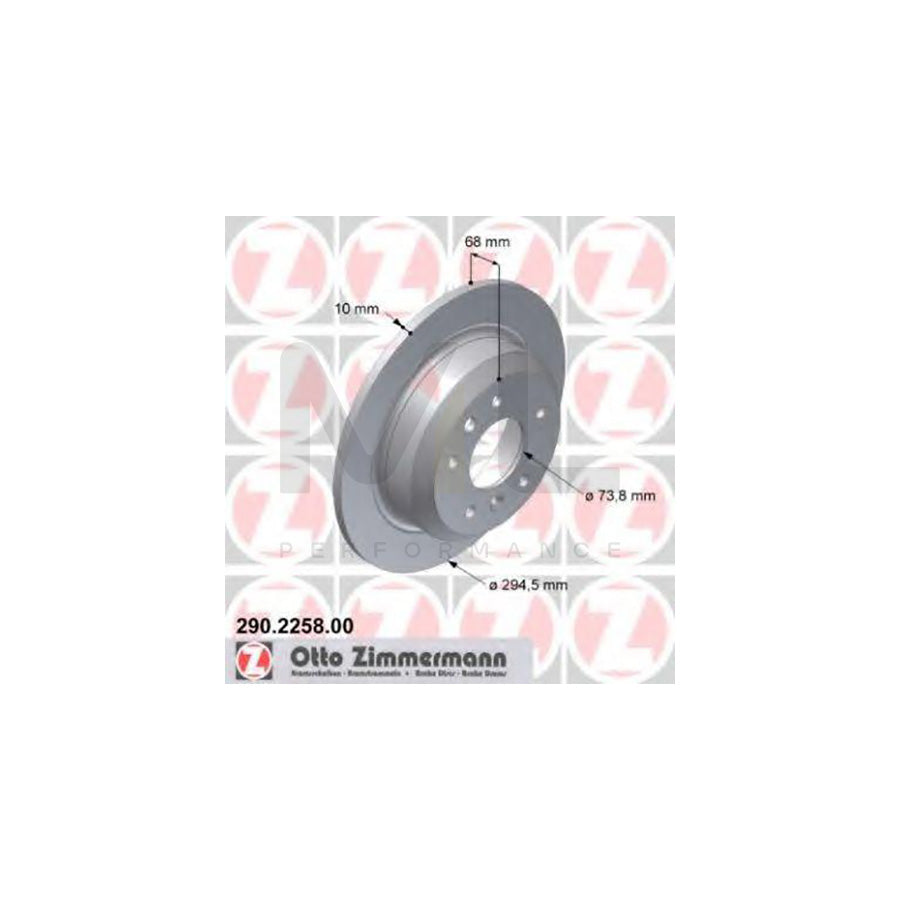 ZIMMERMANN 290.2258.00 Brake Disc Solid  - 1 piece