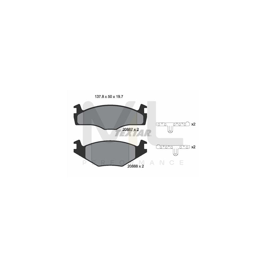 TEXTAR 2088710 Brake pad set not prepared for wear indicator, with accessories | ML Performance Car Parts