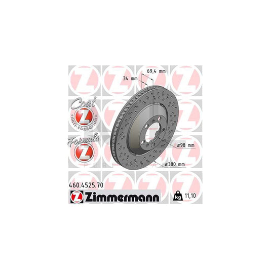 ZIMMERMANN 460.4525.70 Brake Disc for PORSCHE 911 Coupe (991) Perforated, Two-piece brake disc, Vented, Coated, Alloyed / High-carbon