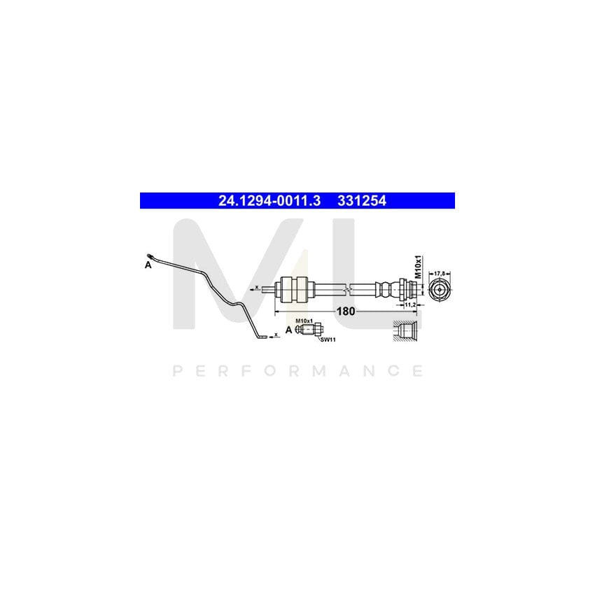 ATE 24.1294-0011.3 Brake Hose for FORD MONDEO 180mm, M10x1