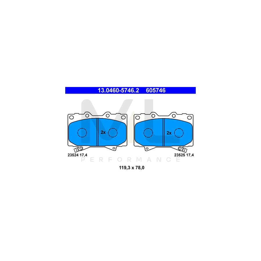 ATE 13.0460-5746.2 Brake pad set with acoustic wear warning