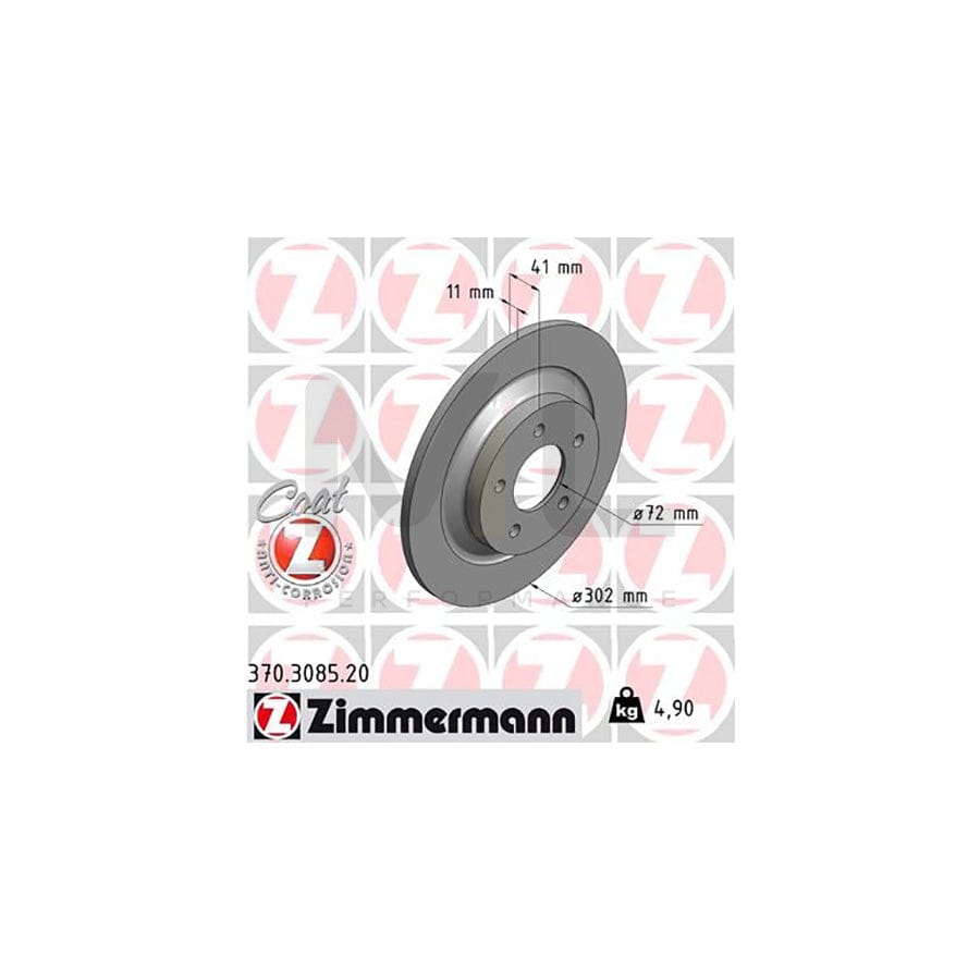 ZIMMERMANN COAT Z 370.3085.20 Brake Disc for MAZDA 5 Solid, Coated  - 1 piece
