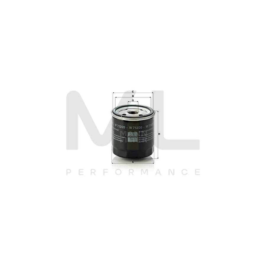MANN-FILTER W 712/20 Oil Filter Spin-on Filter