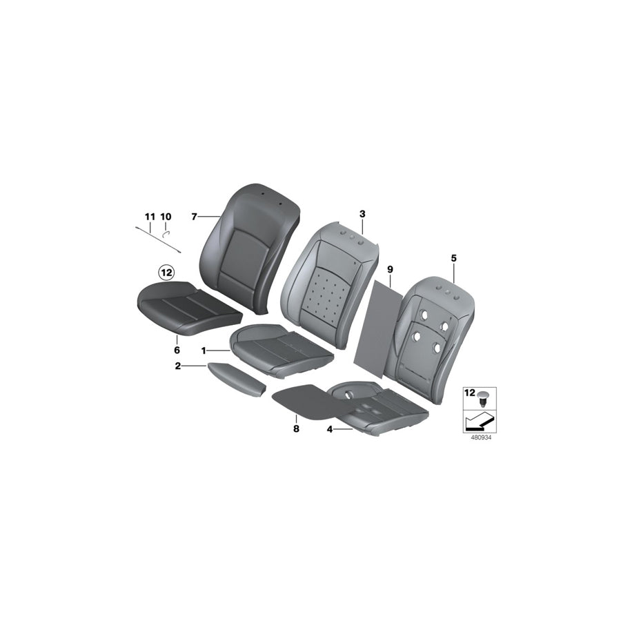Genuine BMW 52107349870 F11 F10 F07 Cover, Comfort, Seat, Perf. Leather LCLZ,LCSJ SCHW. (Inc. 528i, 550iX & M550dX) | ML Performance US Car Parts