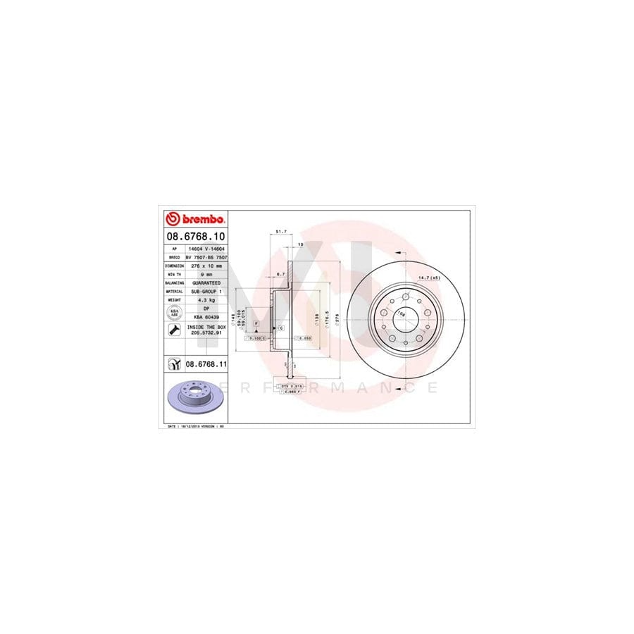 BREMBO COATED DISC LINE 08.6768.11 Brake Disc Solid, Coated, with bolts/screws | ML Performance Car Parts