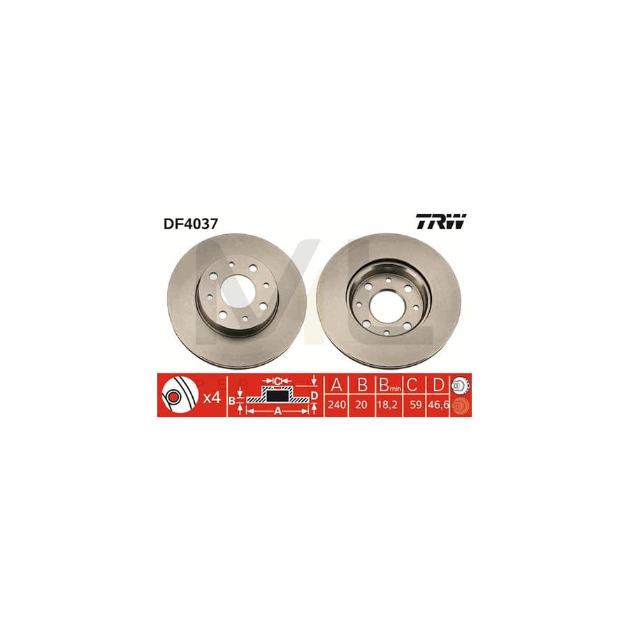TRW DF4037 Brake Disc Vented, Painted | ML Performance Car Parts