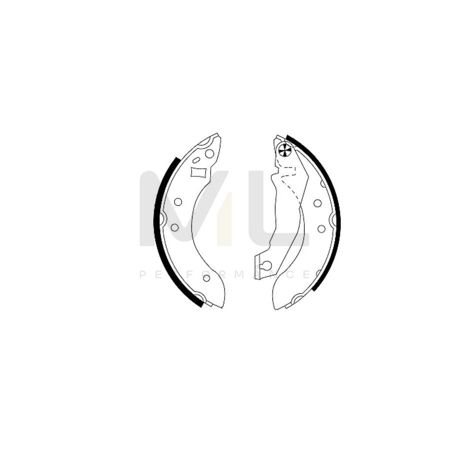 HELLA 8DB 355 000-131 Brake Shoe Set with handbrake lever