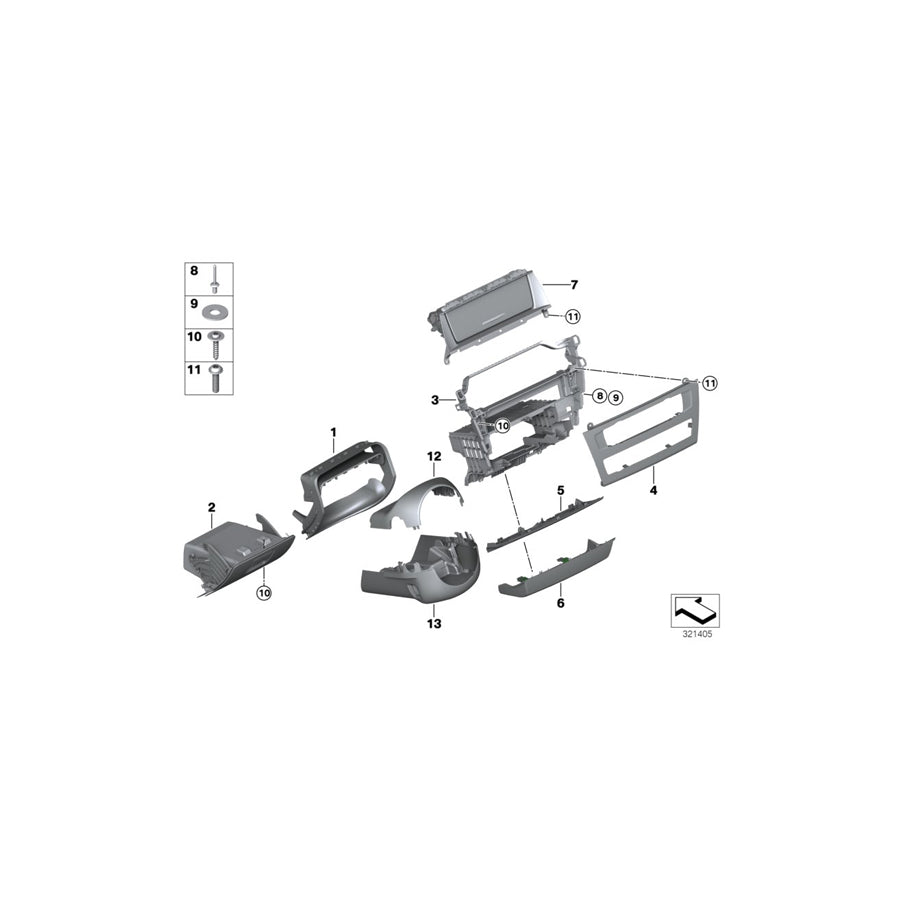 Genuine BMW 51459184822 F25 Cover Panel, Centerstack, Lower Left hand drive (Inc. X3) | ML Performance US Car Parts