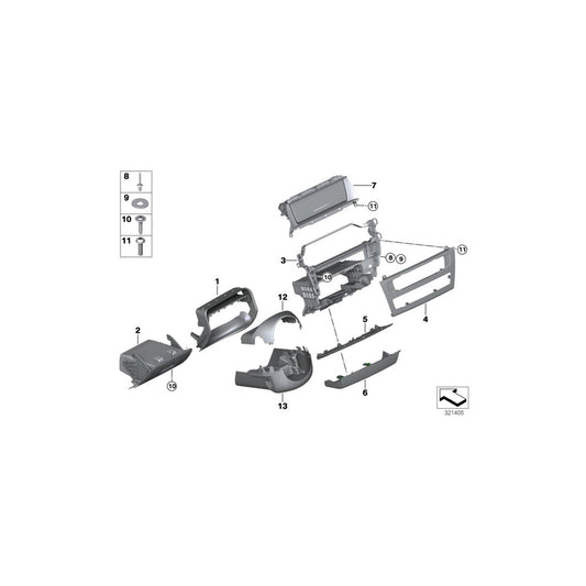 Genuine BMW 51459184822 F25 Cover Panel, Centerstack, Lower Left hand drive (Inc. X3) | ML Performance US Car Parts