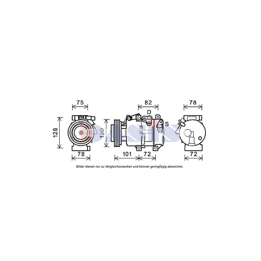 AKS Dasis 852738N Compressor, Air Conditioning for KIA Sorento II (XM)