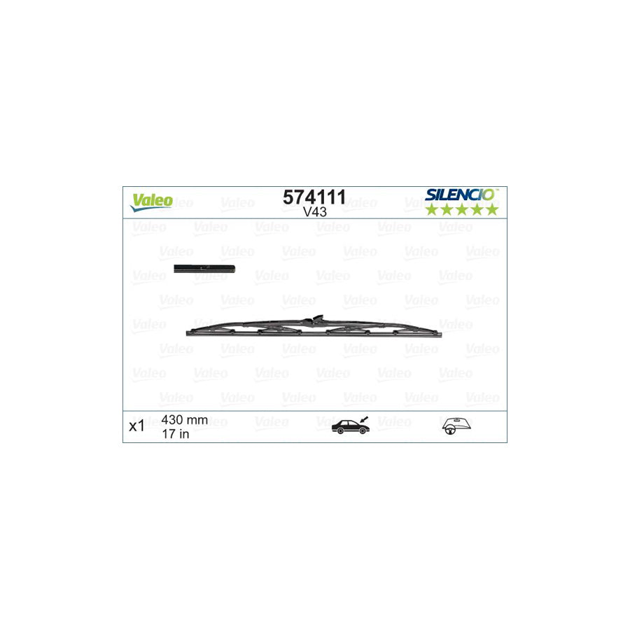 Valeo Silencio Conventional Single, Silencio Standard 574111 Wiper Blade | ML Performance US Car Parts