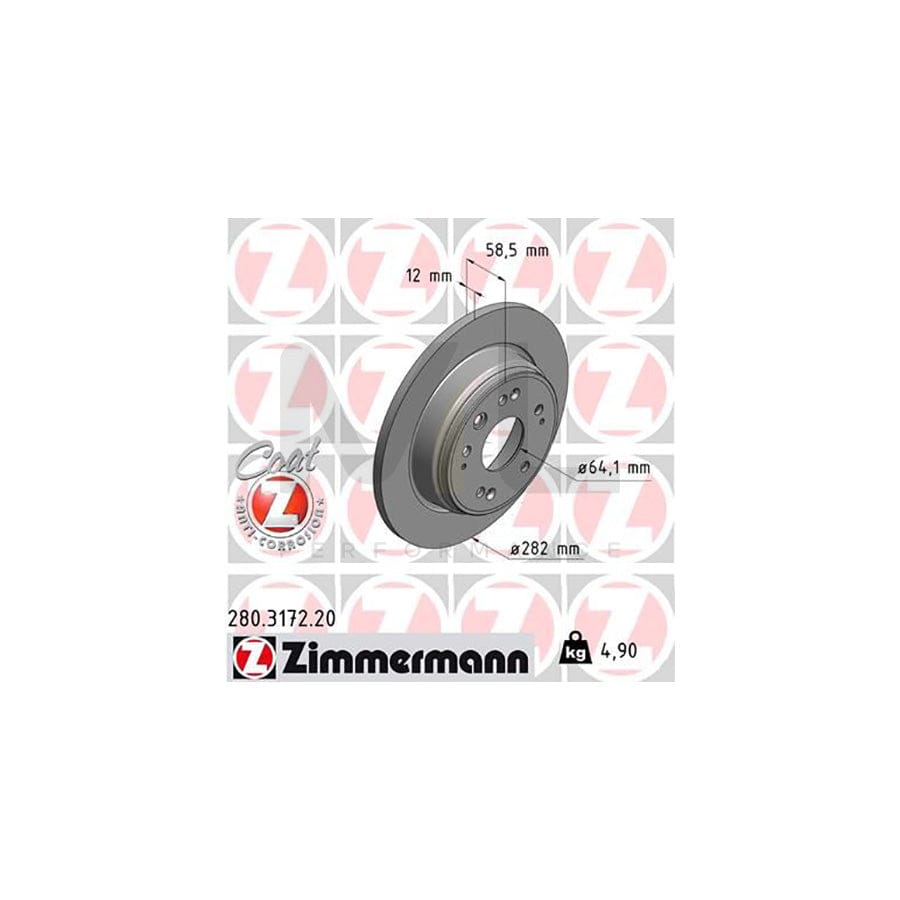 ZIMMERMANN COAT Z 280.3172.20 Brake Disc Solid, Coated  - 1 piece