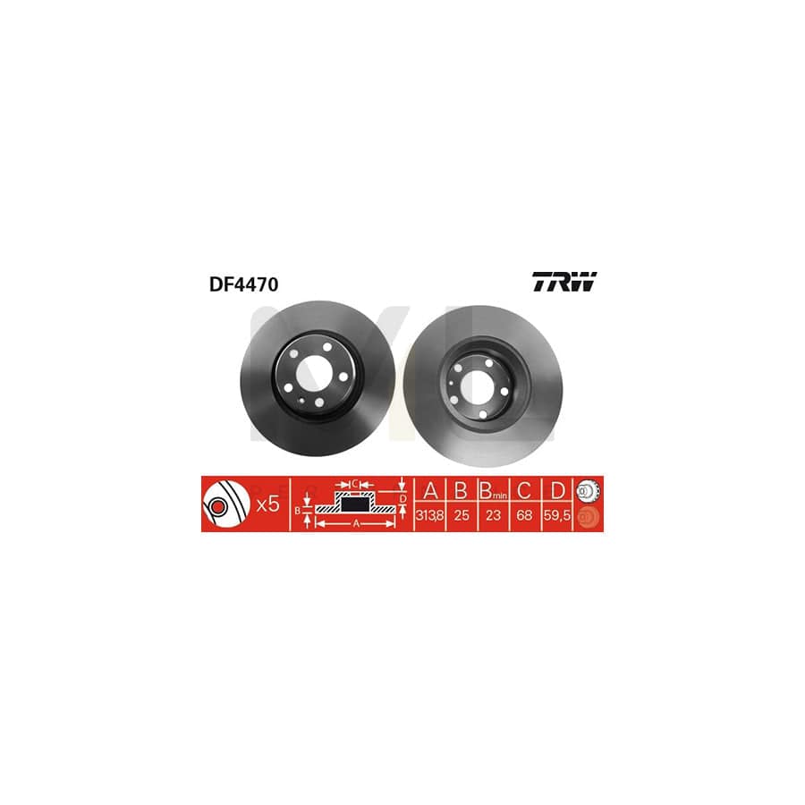 TRW DF4470 Brake Disc for AUDI A6 Vented, Painted, High-carbon | ML Performance Car Parts