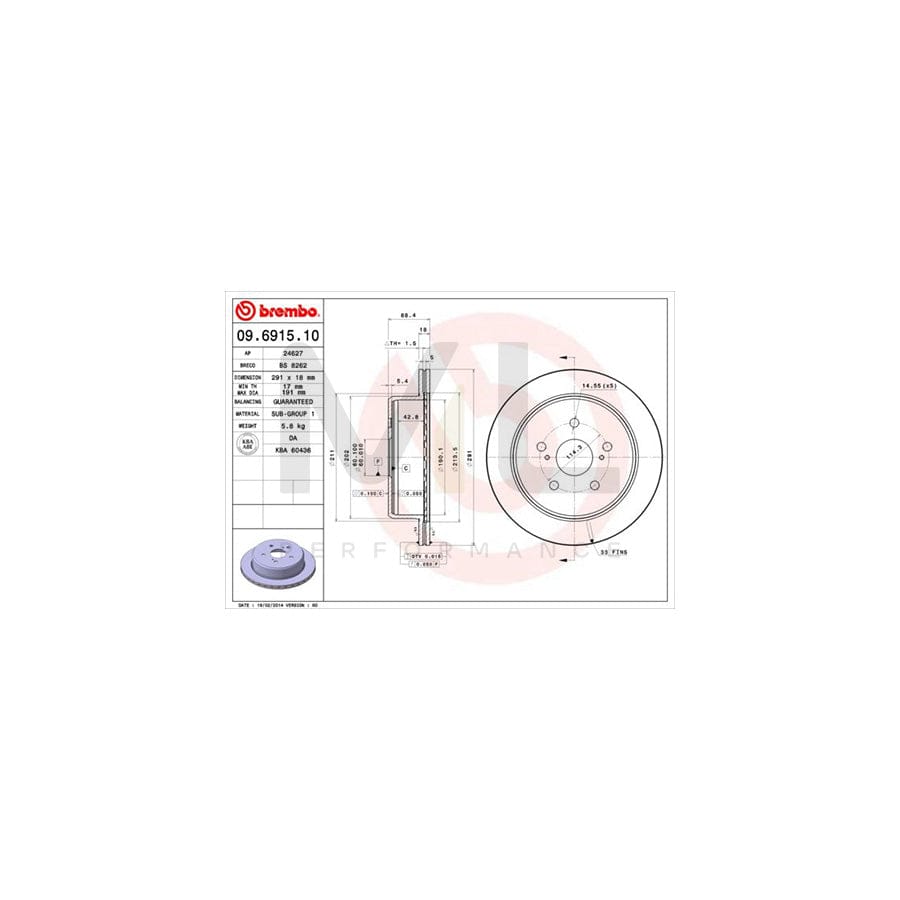 BREMBO 09.6915.10 Brake Disc Internally Vented | ML Performance Car Parts