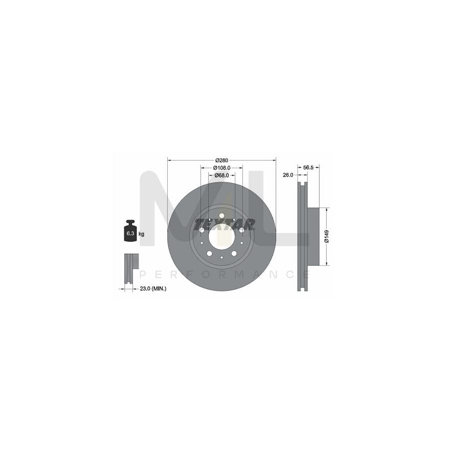 TEXTAR 92055400 Brake Disc Internally Vented, without wheel hub, without wheel studs | ML Performance Car Parts