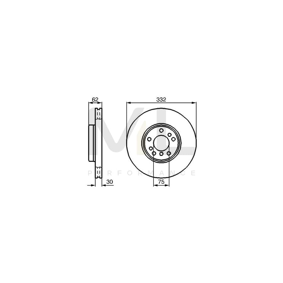 BOSCH 0 986 478 973 Brake Disc Internally Vented, Vented, Oiled | ML Performance Car Parts