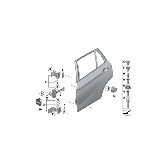 Genuine BMW 41522993113 E84 Left Lower Rear Door Hinge (Inc. X1 35iX, X1 28i & X1 23dX) | ML Performance US Car Parts