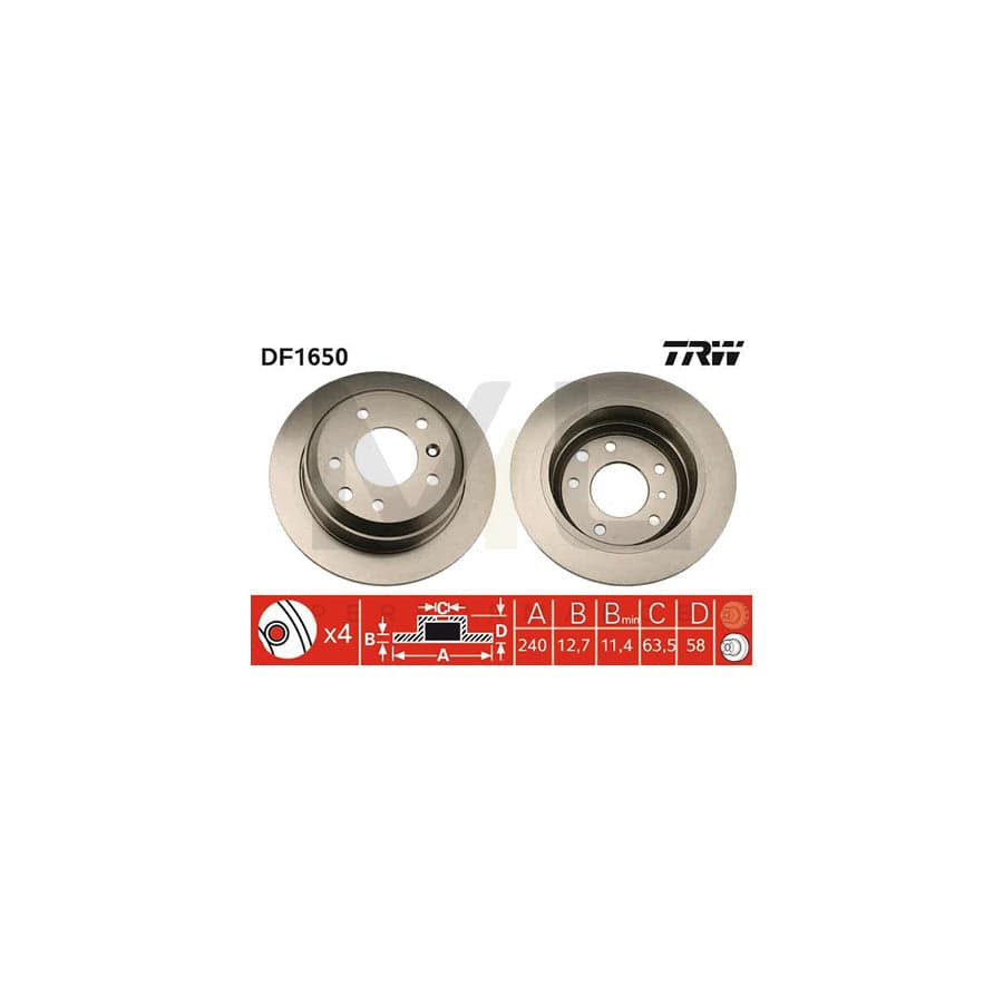 TRW DF1650 Brake Disc for FORD SIERRA Solid, Painted | ML Performance Car Parts