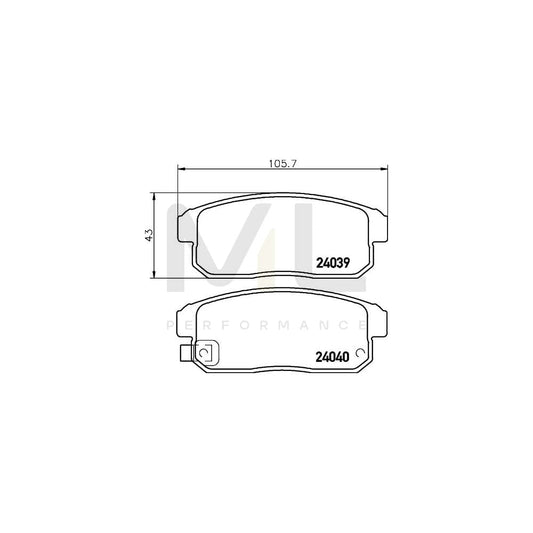 Hella 8DB 355 010-891 Brake Pad Set For Mazda Rx-8 (Se, Fe) With Acoustic Wear Warning