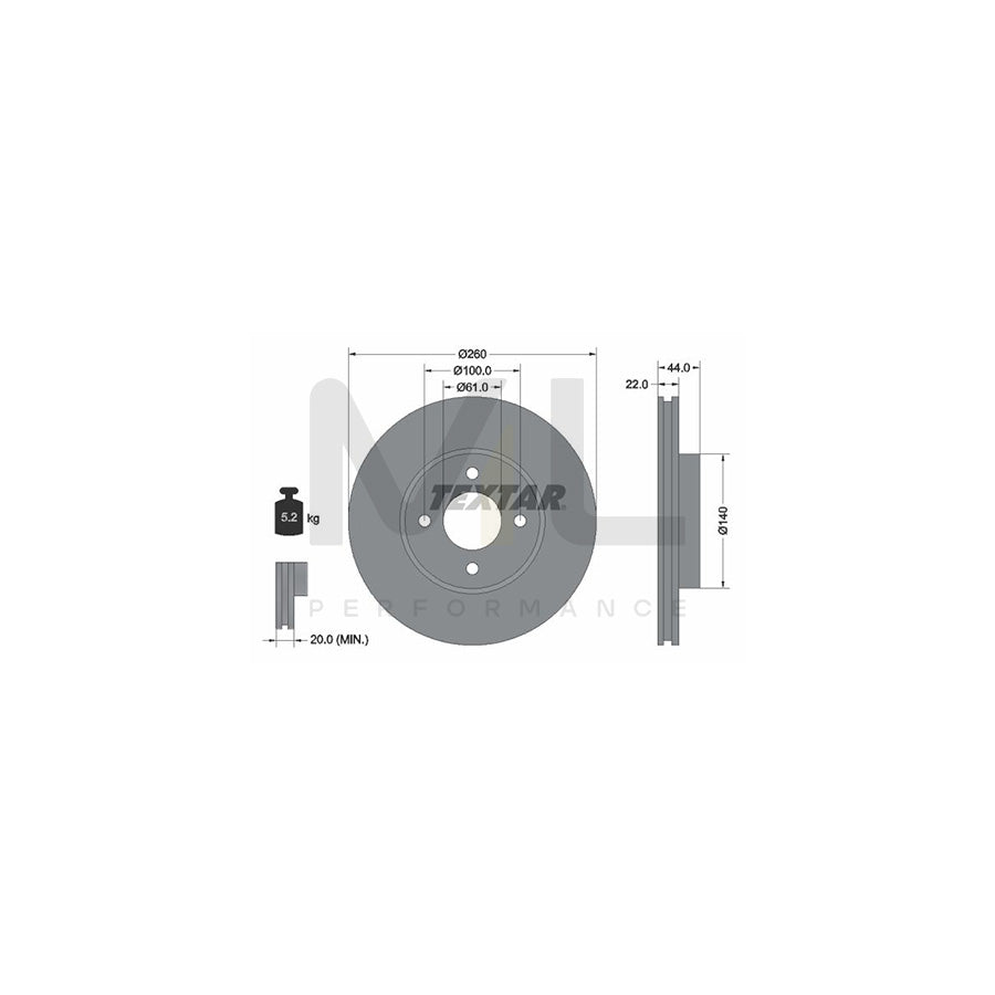 TEXTAR PRO 92239903 Brake Disc Internally Vented, Coated, without wheel hub, without wheel studs | ML Performance Car Parts