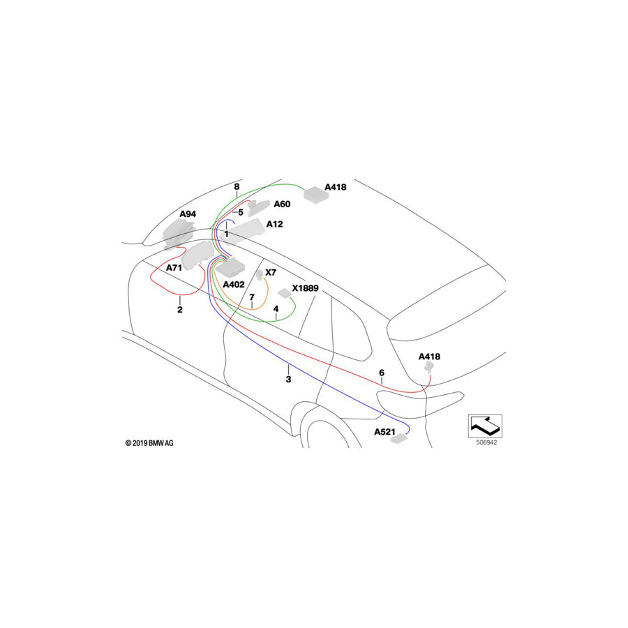 Genuine BMW 61118714681 G05 G07 Hsd Wire I-Cluster/Head Up Display L= 955mm (Inc. X5) | ML Performance US Car Parts