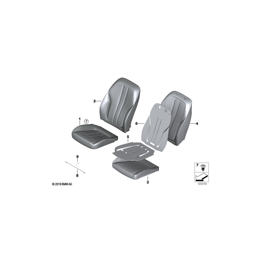 Genuine BMW 52107354598 G12 G31 G30 Foam Pad Basic Backrest Right (Inc. 750LiX, 740LiX & 630iX) | ML Performance US Car Parts