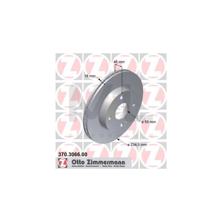 ZIMMERMANN 370.3066.00 Brake Disc Internally Vented  - 1 piece