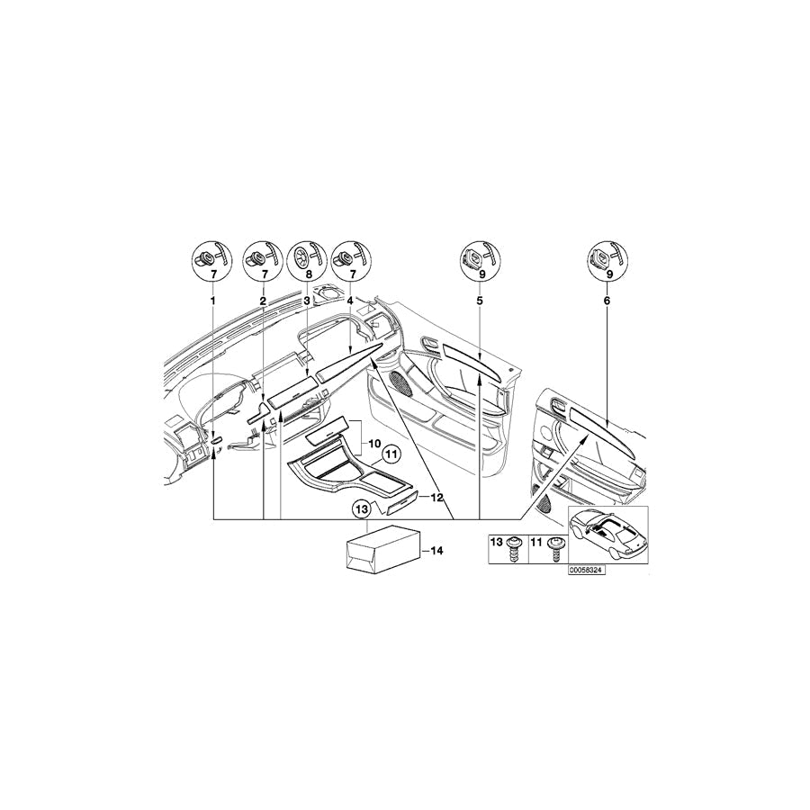 Genuine BMW 51428261750 E53 Poplar Wooden Strip, Door Rear Right HELL (Inc. X5 3.0d, X5 4.8is & X5 4.6is) | ML Performance US